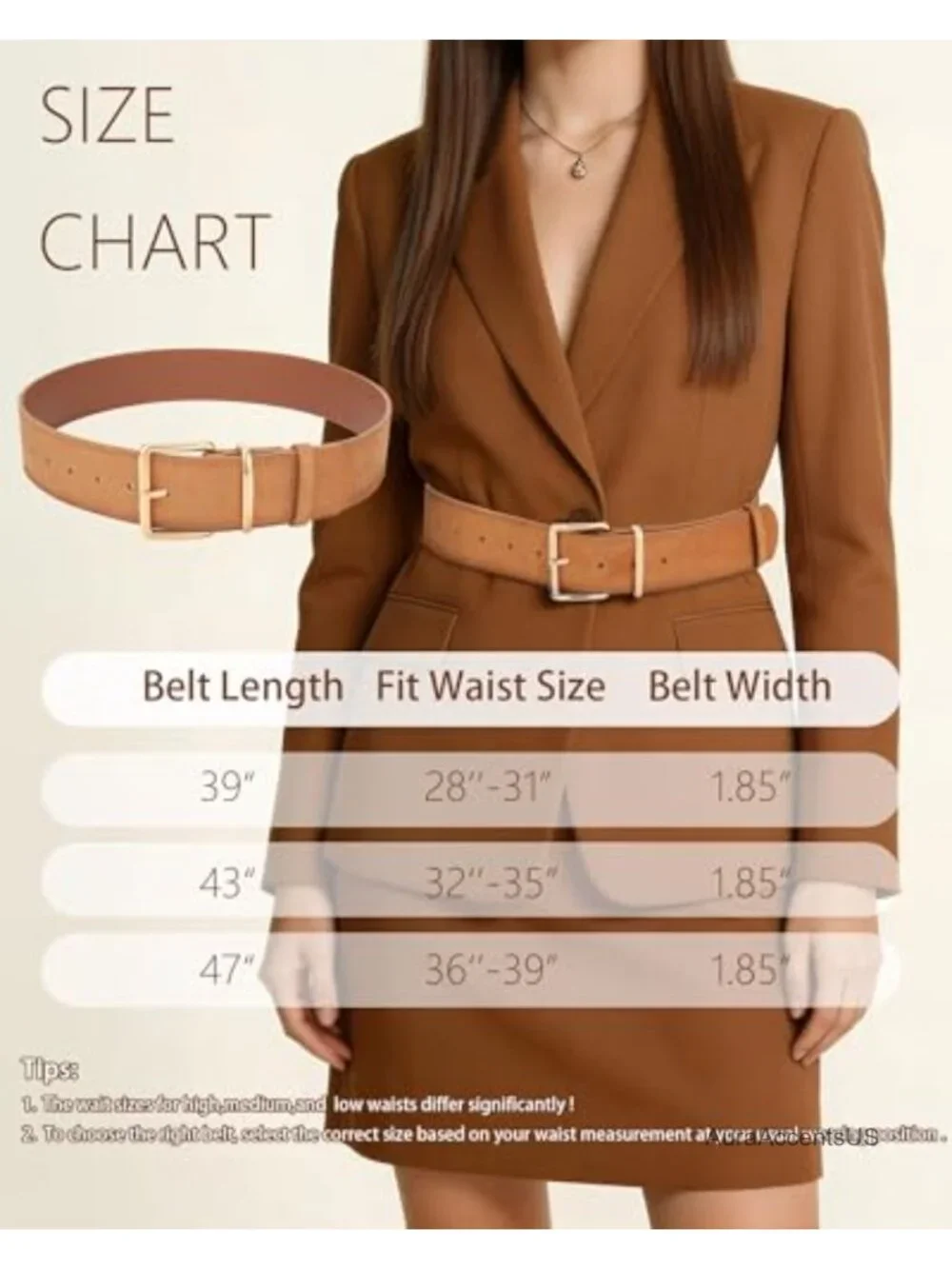Wide Faux Suede Belt with Gold Buckle for Women Chunky Waist Belt 9-Hole